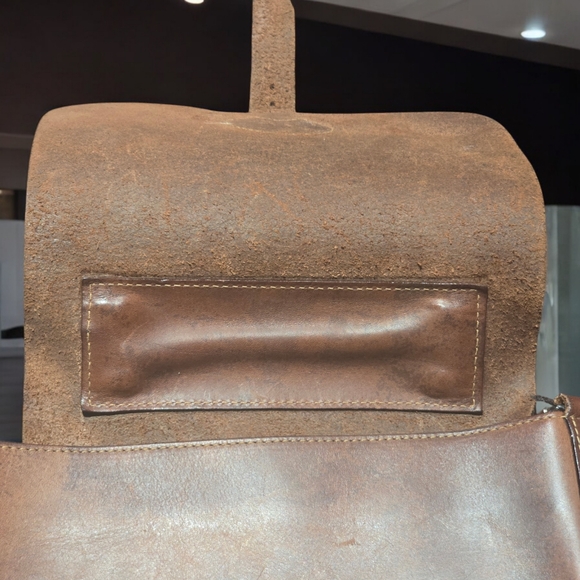 Dooney & Bourke Italy Made Leather Crossbody Bag Vintage Saddle Brown Satchel Pu - Picture 7 of 14